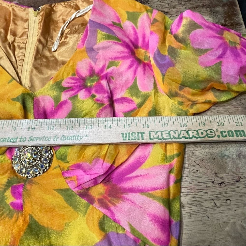 Vintage 60s 70s M Psychedelic Floral Print Boho Indie‎ Maxi Dress 14 - Picture 6 of 8